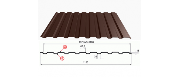 Профнастил коричневый оцинкованный  RAL 8017 С-20 купить недорого в Ивановском