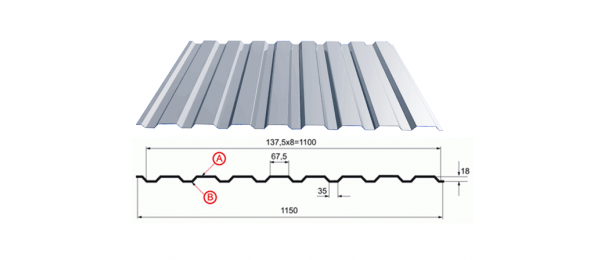 Профнастил оцинкованный С-20 1100x2500 купить недорого в Ивановском